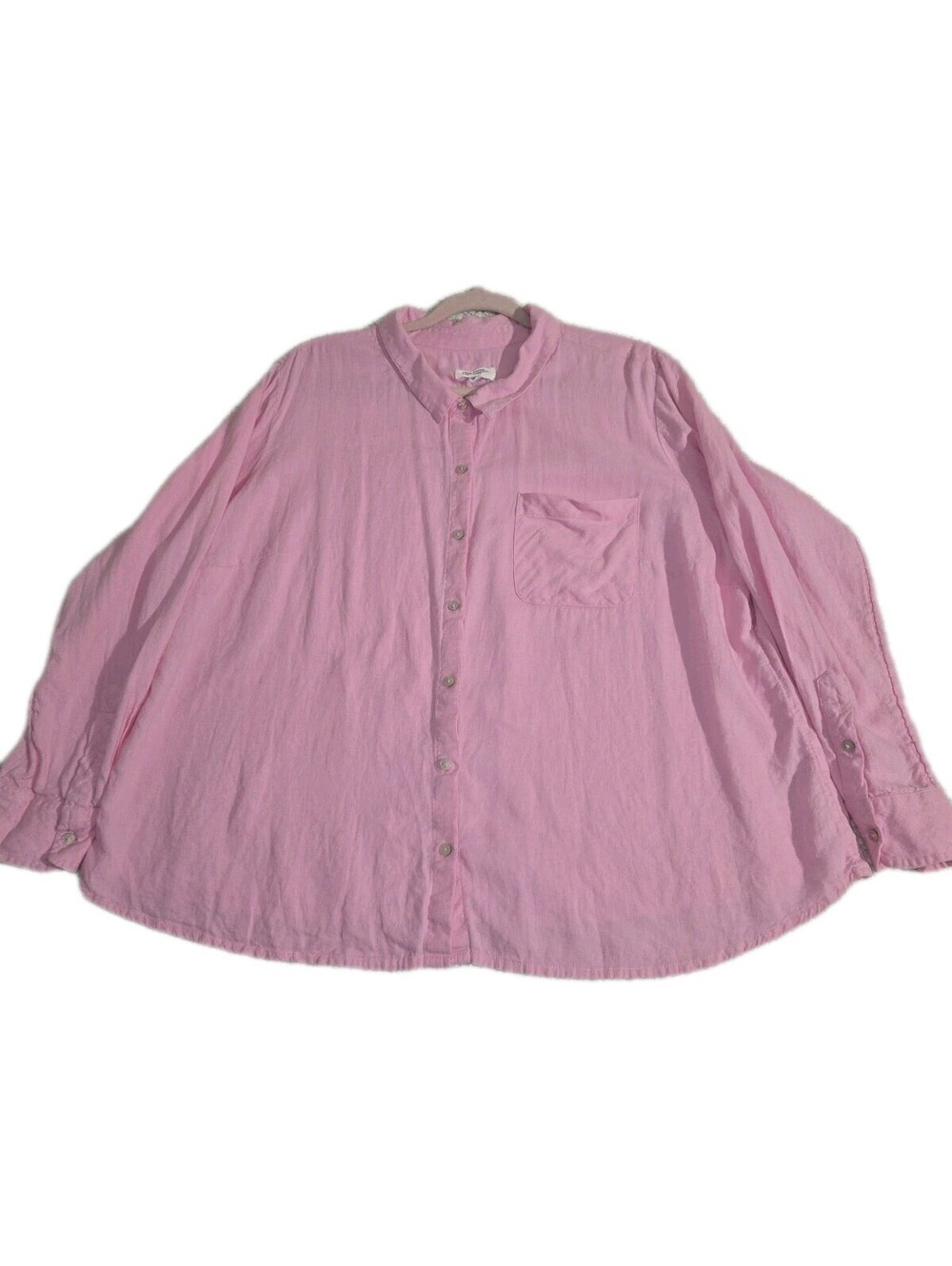 candace cameron bure top Sz 1XP Pink Button Up Linen Blend Lightweight Lagonlook